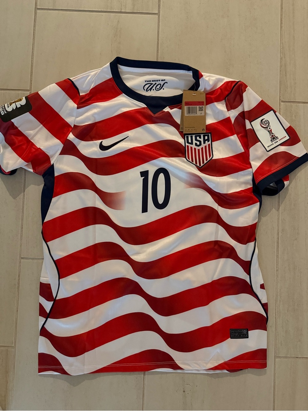 USA Red & White Custom Soccer Jersey - Number 10